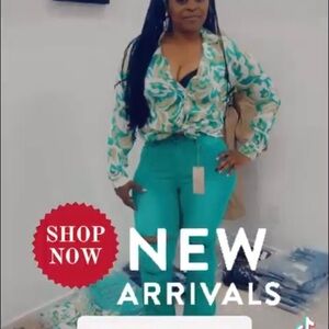 Stylish Teal Pants and Floral Top